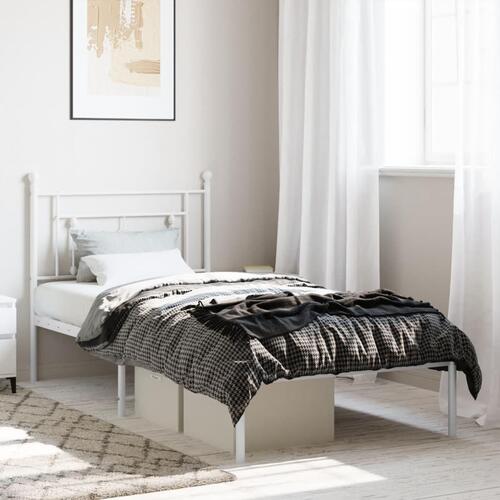 Sengeramme med sengegavl 90x190 cm metal hvid