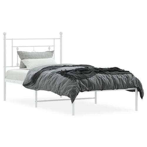 Sengeramme med sengegavl 90x190 cm metal hvid