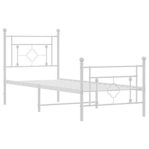 Sengeramme med sengegavl og fodgærde 75x190 cm metal hvid