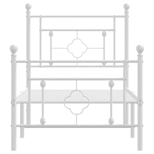 Sengeramme med sengegavl og fodgærde 75x190 cm metal hvid