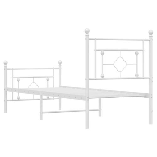 Sengeramme med sengegavl og fodgærde 75x190 cm metal hvid