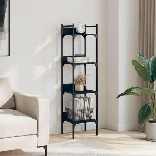 Bogreol med 4 hylder 35x30x138,5 cm konstrueret træ sort