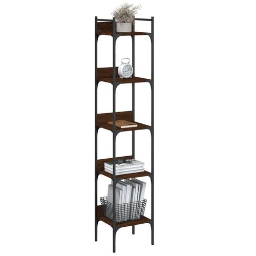 Bogreol 35x30x174 cm 5 hylder konstrueret træ brunt egetræ
