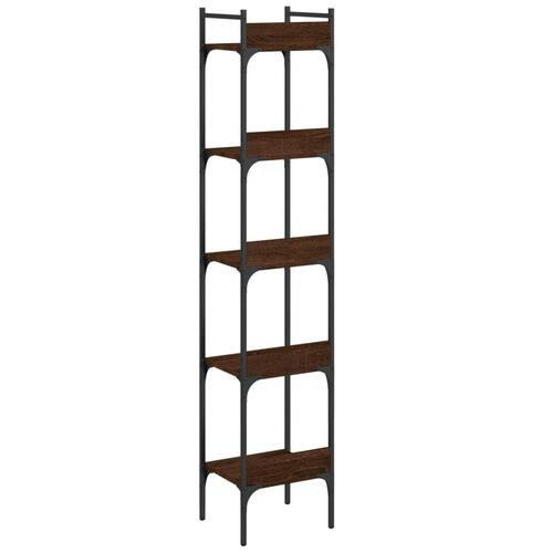 Bogreol 35x30x174 cm 5 hylder konstrueret træ brunt egetræ