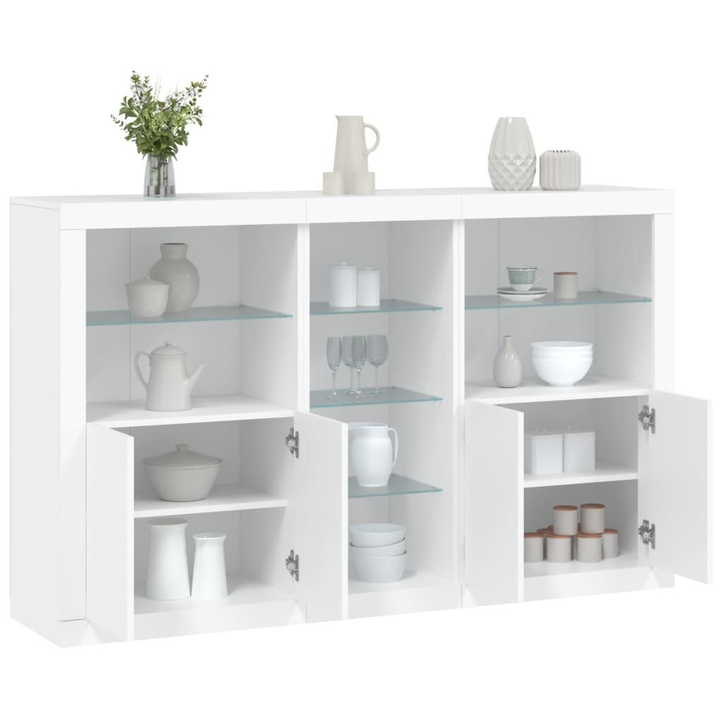 Skænk med LED-lys 162x37x100 cm hvid