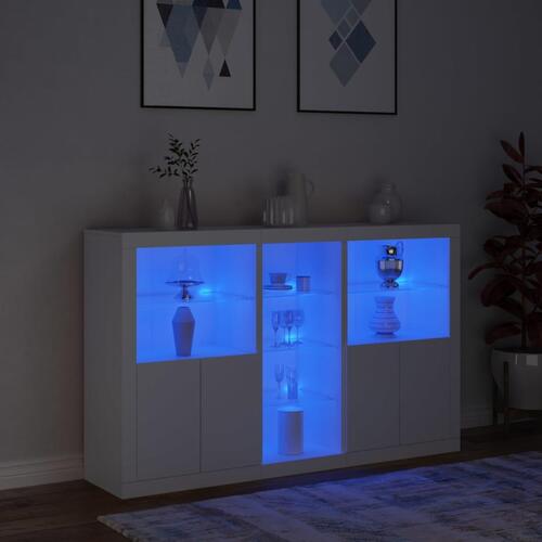 Skænk med LED-lys 162x37x100 cm hvid