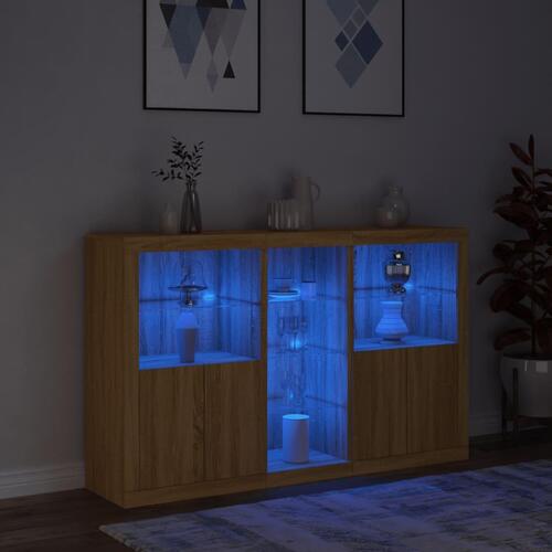 Skænk med LED-lys 162x37x100 cm sonoma-eg
