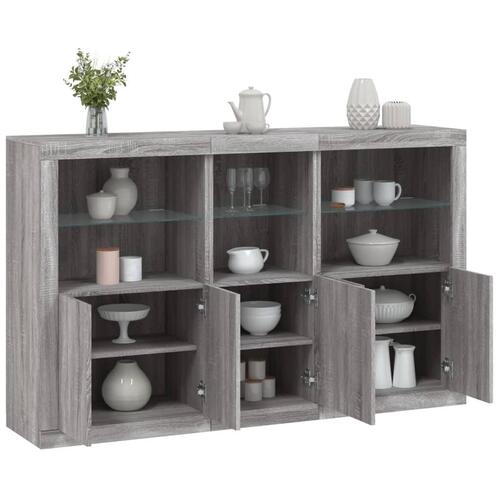Skænk med LED-lys 162x37x100 cm grå sonoma-eg