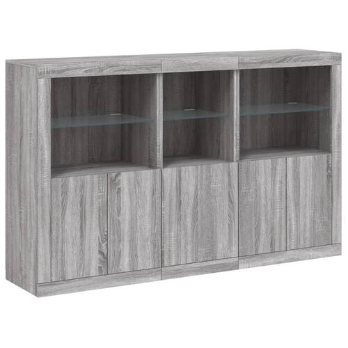 Skænk med LED-lys 162x37x100 cm grå sonoma-eg