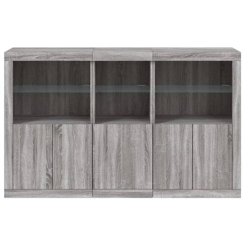 Skænk med LED-lys 162x37x100 cm grå sonoma-eg