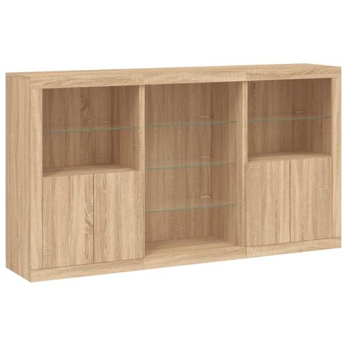 Skænk med LED-lys 181,5x37x100 cm sonoma-eg