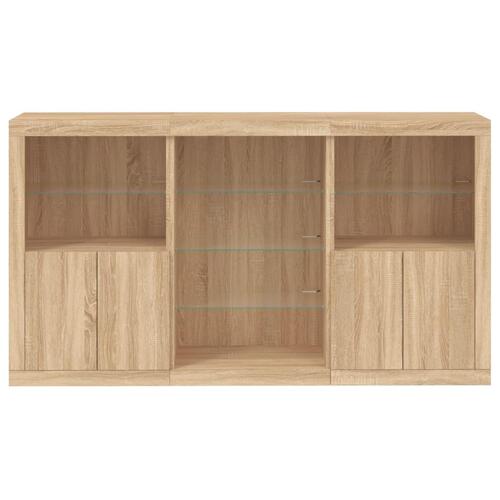 Skænk med LED-lys 181,5x37x100 cm sonoma-eg