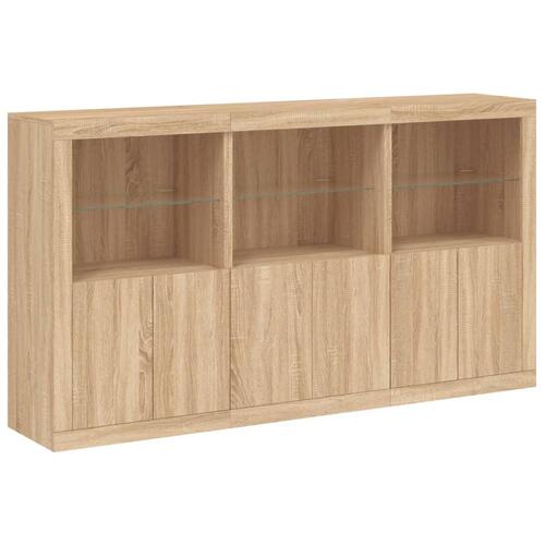 Skænk med LED-lys 181,5x37x100 cm sonoma-eg