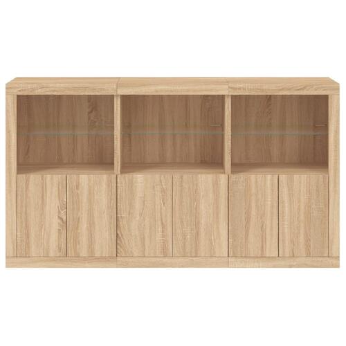 Skænk med LED-lys 181,5x37x100 cm sonoma-eg