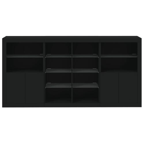 Skænk med LED-lys 202x37x100 cm sort