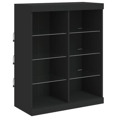 Skænk med LED-lys 202x37x100 cm sort