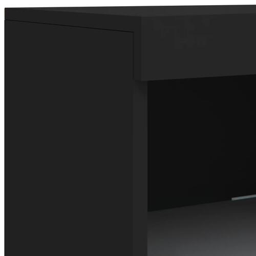 Skænk med LED-lys 202x37x100 cm sort
