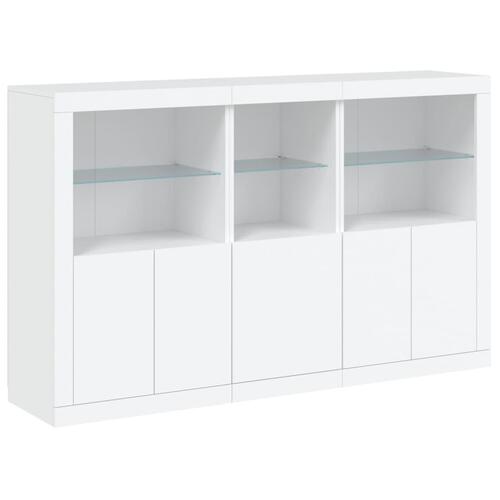 Skænk med LED-lys 162x37x100 cm hvid