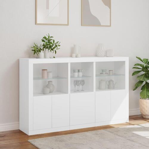 Skænk med LED-lys 162x37x100 cm hvid