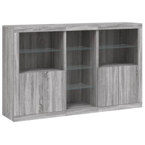 Skænk med LED-lys 162x37x100 cm grå sonoma-eg