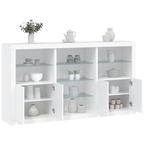 Skænk med LED-lys 181,5x37x100 cm hvid