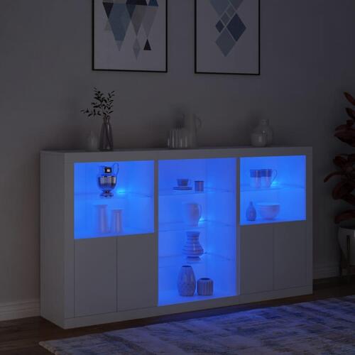 Skænk med LED-lys 181,5x37x100 cm hvid