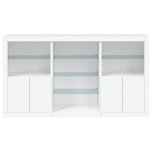 Skænk med LED-lys 181,5x37x100 cm hvid