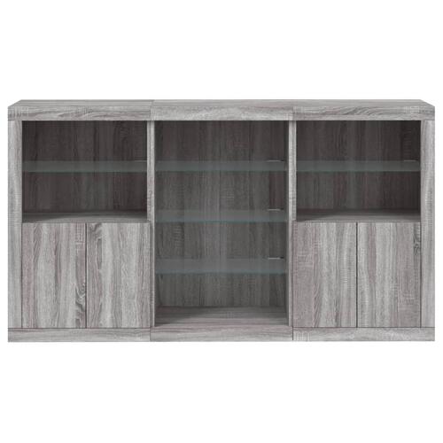 Skænk med LED-lys 181,5x37x100 cm grå sonoma-eg