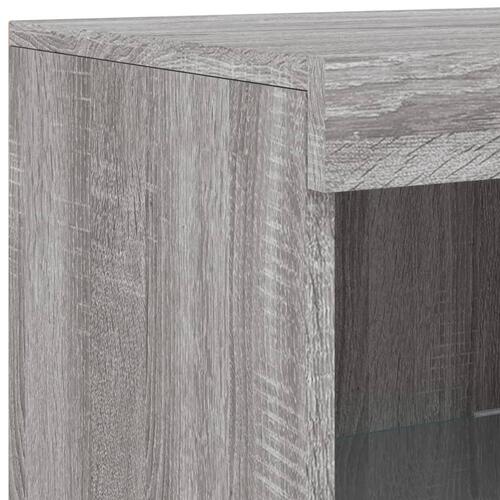 Skænk med LED-lys 181,5x37x100 cm grå sonoma-eg