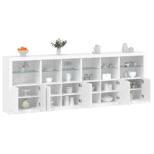 Skænk med LED-lys 283x37x100 cm hvid