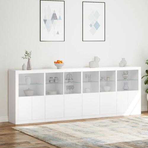 Skænk med LED-lys 283x37x100 cm hvid