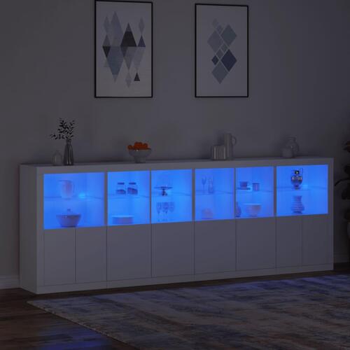 Skænk med LED-lys 283x37x100 cm hvid