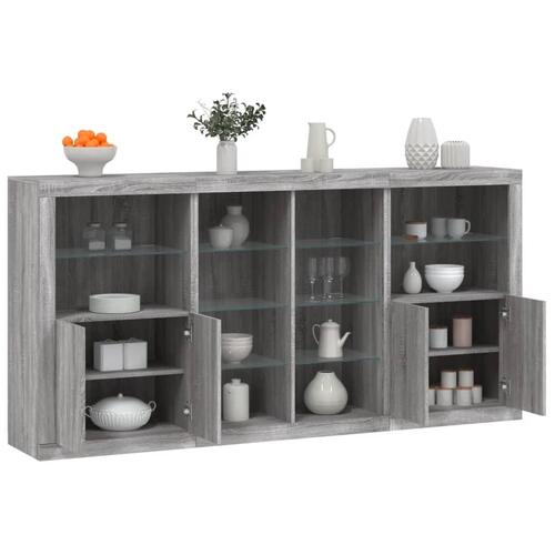 Skænk med LED-lys 202x37x100 cm grå sonoma-eg