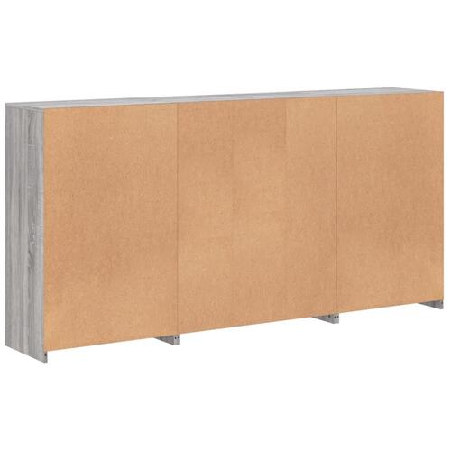 Skænk med LED-lys 202x37x100 cm grå sonoma-eg