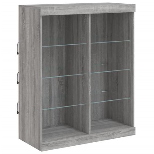 Skænk med LED-lys 202x37x100 cm grå sonoma-eg