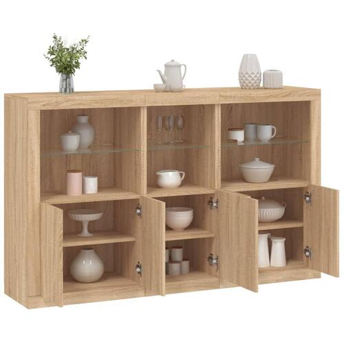 Skænk med LED-lys 162x37x100 cm sonoma-eg