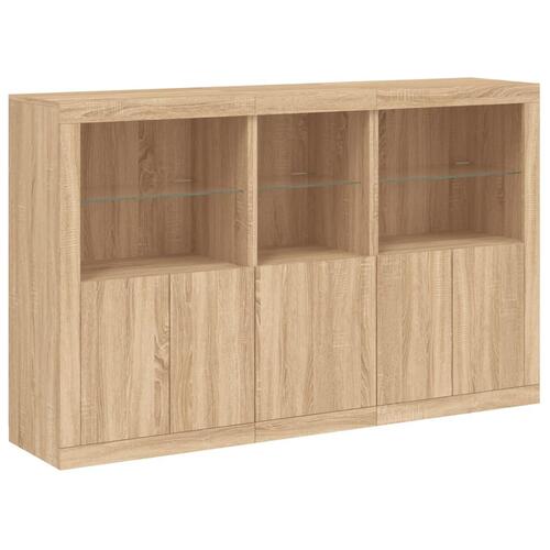 Skænk med LED-lys 162x37x100 cm sonoma-eg
