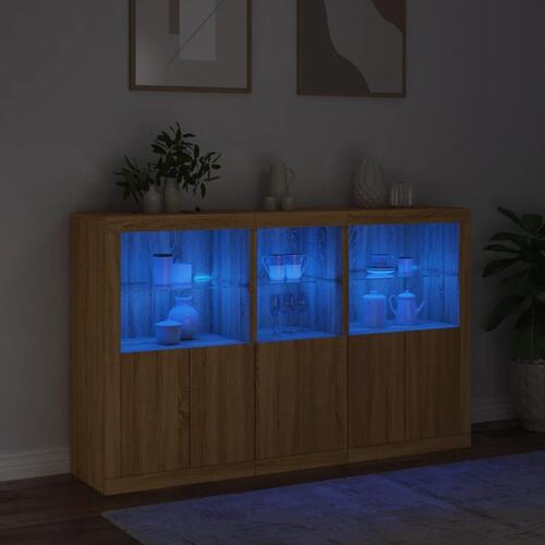 Skænk med LED-lys 162x37x100 cm sonoma-eg