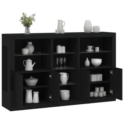 Skænk med LED-lys 162x37x100 cm sort