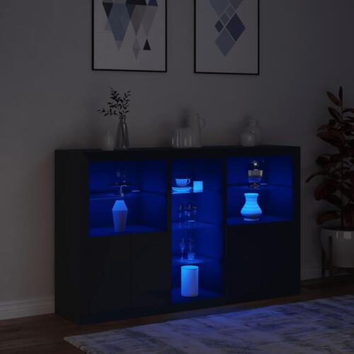 Skænk med LED-lys 162x37x100 cm sort