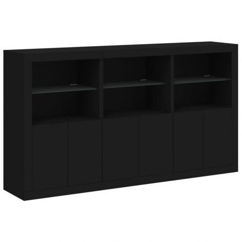 Skænk med LED-lys 181,5x37x100 cm sort