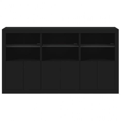 Skænk med LED-lys 181,5x37x100 cm sort