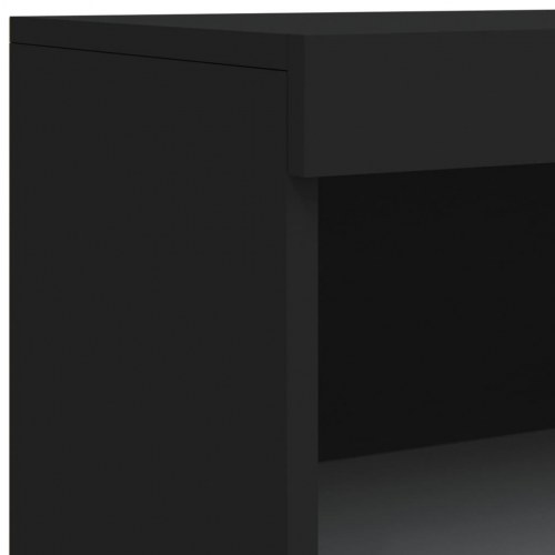 Skænk med LED-lys 181,5x37x100 cm sort