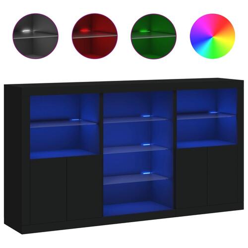 Skænk med LED-lys 181,5x37x100 cm sort