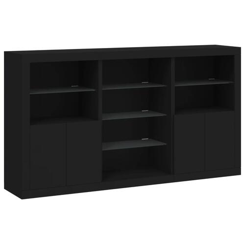 Skænk med LED-lys 181,5x37x100 cm sort