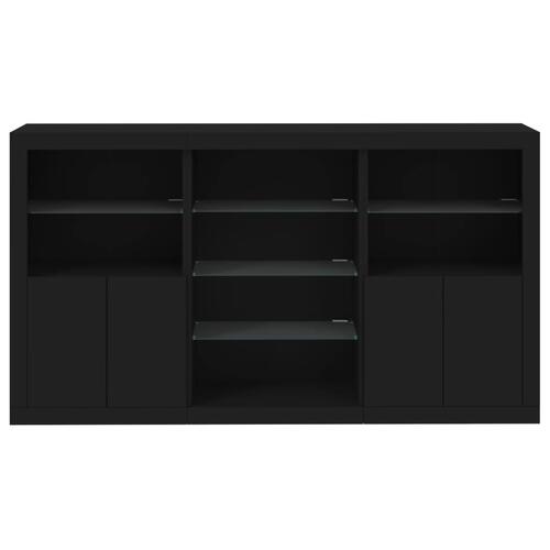 Skænk med LED-lys 181,5x37x100 cm sort