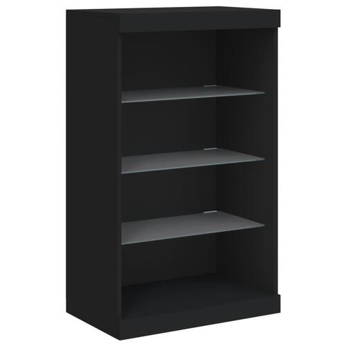 Skænk med LED-lys 181,5x37x100 cm sort