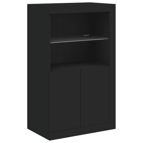 Skænk med LED-lys 181,5x37x100 cm sort