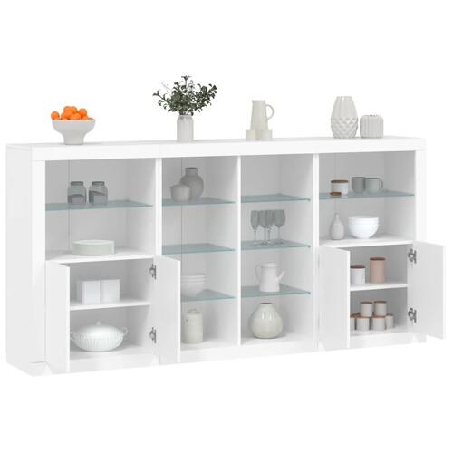 Skænk med LED-lys 202x37x100 cm hvid