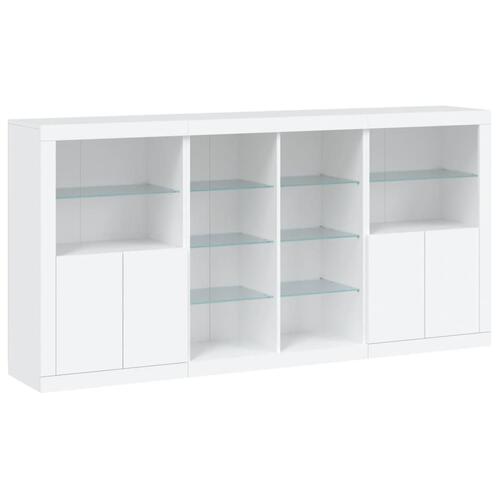 Skænk med LED-lys 202x37x100 cm hvid